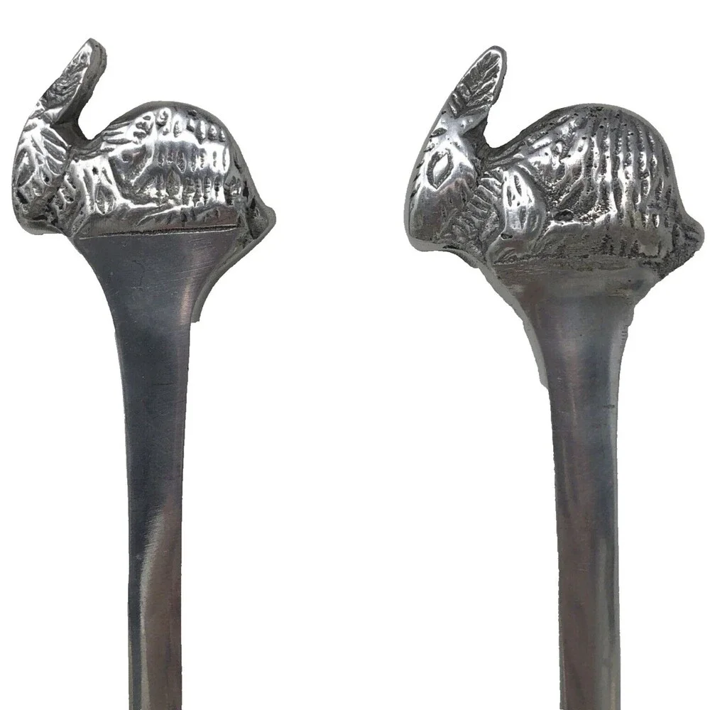 Pewter Bunny Rabbit Salad Serving Fork and Spoon 13